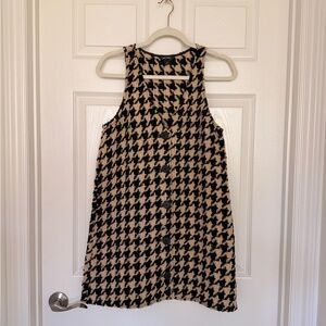 Monki Houndstooth Tweed Button Up Dress Size Small